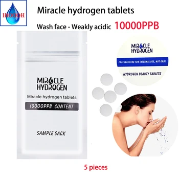 10000 PPB Таблетки для умывания Чудо-водородной водой Слабокислотной Для улучшения состояния кожи, против окисления и старения, Пробная упаковка 5 штук