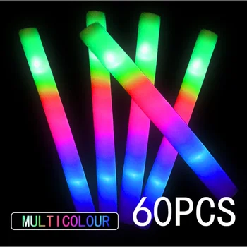 2023 Новые 60 шт. Красочные светодиодные светящиеся палочки RGB Glow Foam Stick Cheer Tube Light на День Рождения, свадебную вечеринку Supp.lies