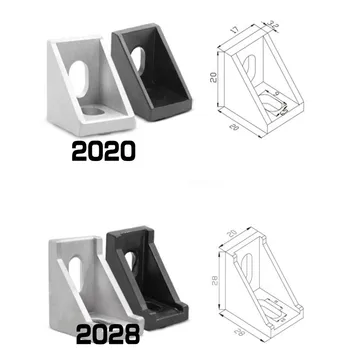 20шт 10шт 2020 или 2028 черный и серебристый кронштейн из алюминиевого профиля Угловой Угол установки для алюминиевого профиля 2020