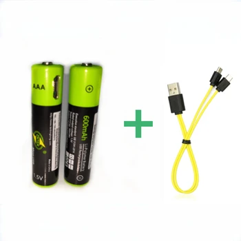 2ШТ ZNTER USB 1,5 В AAA аккумуляторная батарея 600 мАч USB литий-полимерная аккумуляторная батарея + 1 шт Micro USB кабель