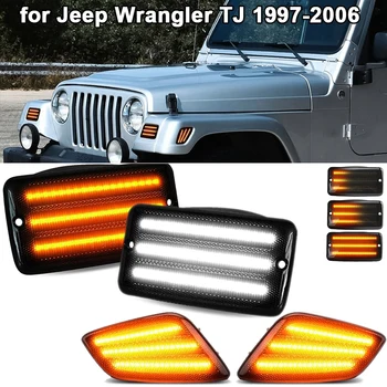 4 шт. Передний указатель поворота, боковые габаритные огни, комплект динамических янтарных сигнальных ламп для Jeep Wrangler TJ 1997-2006