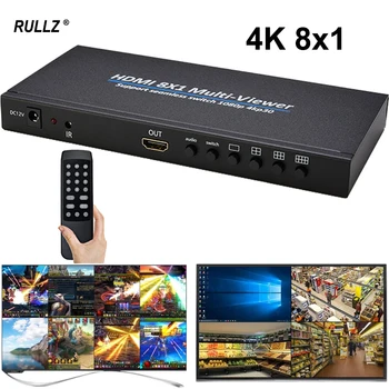 4K 8x1 HDMI Мультивизор 8-Канальный Многоэкранный Видеомультиплексор Бесшовный Переключатель для Игровой камеры PS4 ПК Для Мониторинга ТВ-проектора