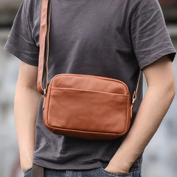 AETOO Мужская сумка-мессенджер из воловьей кожи первого слоя, кожаная сумка через плечо в стиле ретро, простая японская сумка ручной работы в стиле харадзюку, трендовый бренд small ba