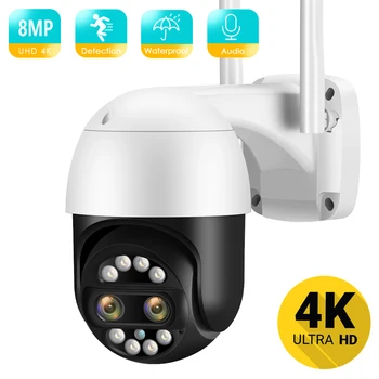 BESDER 8MP 4K IP-камера WiFi Security CCTV Двухобъективная Цветная Камера Ночного Видения 4MP 2K 8X Цифровой Зум IP66 Камера Наружного наблюдения