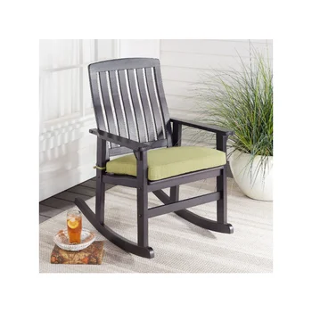 Better Homes & Gardens Уличное деревянное кресло-качалка Delahey, уличное кресло с зеленой подушкой, садовое кресло, садовая мебель