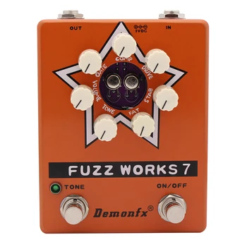 Demonfx Fuzz Работает с 7 Гитарными басовыми эффектами, Педаль Fuzz