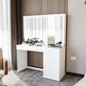 Ember Interiors Caris Современный туалетный столик, окрашенный в белый цвет, USB-порт, для спальни, столик для макияжа, туалетный столик