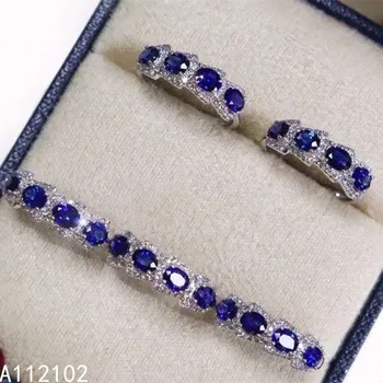 KJJEAXCMY изысканные ювелирные изделия из стерлингового серебра 925 пробы, инкрустированное натуральным сапфиром кольцо, кольцо благородной девушки, тест на поддержку