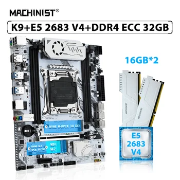 MACHINIST X99 K9 Комплект материнской платы LGA 2011-3 Combo Xeon Kit E5 2683 V4 Процессор CPU 2 шт. * 16 ГБ = 32 ГБ ECC памяти DDR4 RAM NVME M.2