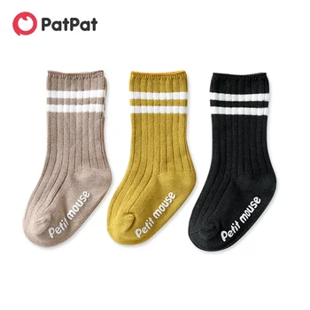 PatPat/ Новое поступление, весенне-осенние спортивные носки в полоску для малышей, 3 упаковки, аксессуары для малышей