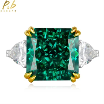 PuBang Fine Jewelry Кольцо с бриллиантом из стерлингового серебра 925 пробы, зеленый/желтый драгоценный камень, Муассанит для женщин, подарок на помолвку, Бесплатная доставка