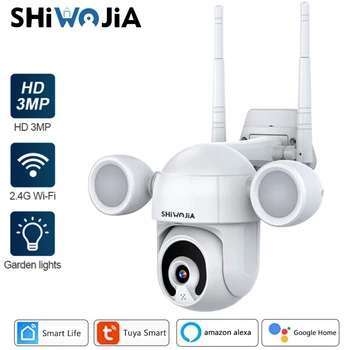 SHIWOJIA Wifi IP-камера PTZ FHD Tuya IR Цветная Ночная Купольная камера Наружного наблюдения Smart Life Cloud Life Google Home Alexa