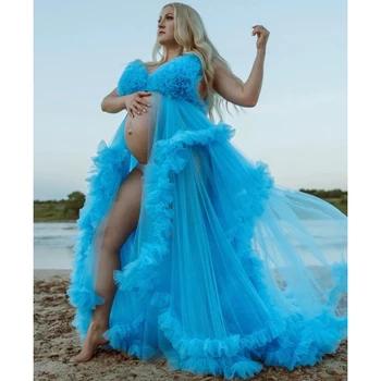 Tulle Long Maternity Dress Photoshoot  платье  photography dresses baby shower dresses for pregnant woman  платье для беременных