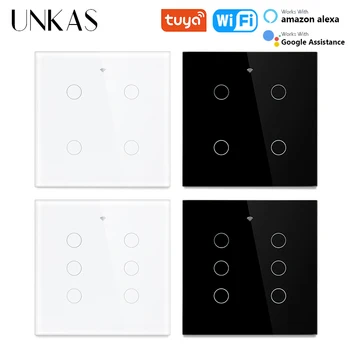 UNKAS Tuya Бразилия 4x4 WiFi 4/6 Банд Настенный выключатель света с Сенсорным управлением Умный Домашний Прерыватель Работает С Alexa Google Home