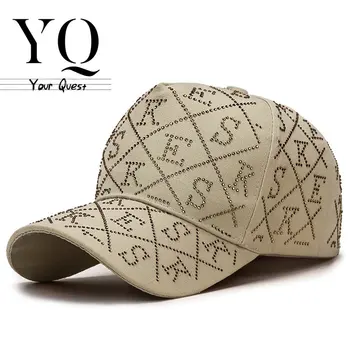 YQ 2023 Новая четырехсезонная бейсболка с буквами, инкрустированными бриллиантами, модная шапка с утиным язычком из блестящих страз 골프 козырек кепка женская