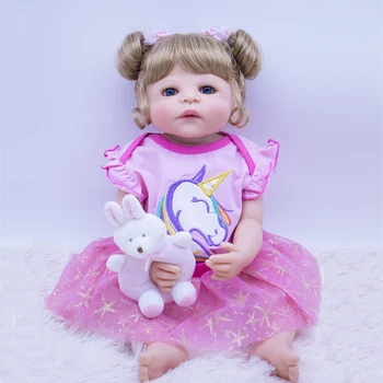 ollmai Реалистичная Возрожденная Девочка, Полная Силиконовая Кукла С блондинкой 55 см, Принцесса для Малышей, Рождественский подарок bebe для детей