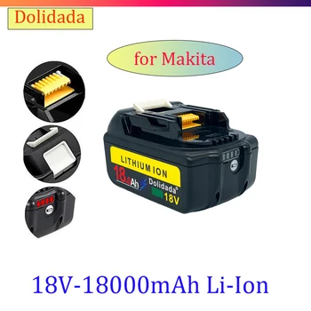 Аккумуляторная батарея 18V 18000mAh для Makita Bl1880 Bl1860 оснащена встроенным светодиодным индикатором уровня заряда батареи для контроля уровня заряда батареи