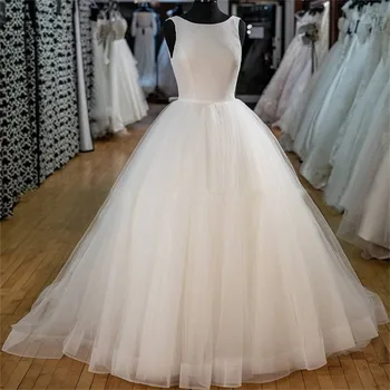 Белое Бальное платье Принцессы цвета слоновой кости Свадебные платья 2022 robe de mariee sirene Свадебные платья без рукавов с круглым вырезом на заказ