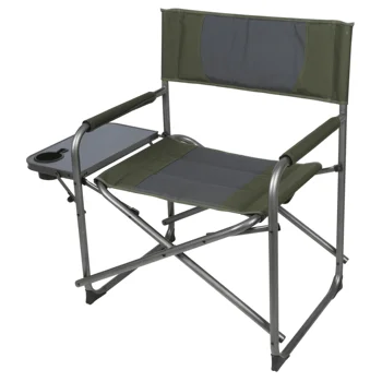 Большое директорское кресло с приставным столиком - зеленая ткань - Идеально подходит для использования на открытом воздухе, обеспечивает дополнительный комфорт