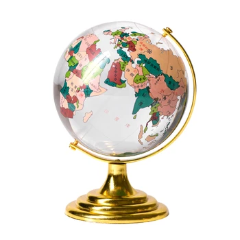 Большой и маленький Хрустальный шар с Орнаментом в виде Глобуса, красочные китайские украшения для дома и Офиса, игрушки