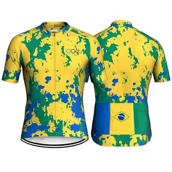 Бразильская велосипедная рубашка с коротким рукавом, Верхняя дорожная одежда, Велосипедный свитер из Джерси, Куртка для скоростного спуска, высокомерная одежда, Подкладка для бега, вентилируемый бегун