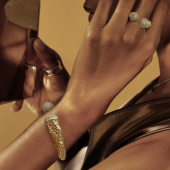 Браслет Для женщин с 18-каратным позолоченным медным браслетом и кольцом, Роскошные ювелирные изделия из циркония в Дубае, модные аксессуары для свадебной вечеринки