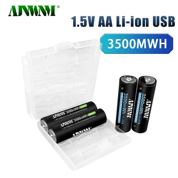 Быстрая зарядка литий-ионного аккумулятора 1,5 В типа АА емкостью 3500 МВтч и перезаряжаемого через USB литиевого аккумулятора USB для игрушечной клавиатуры
