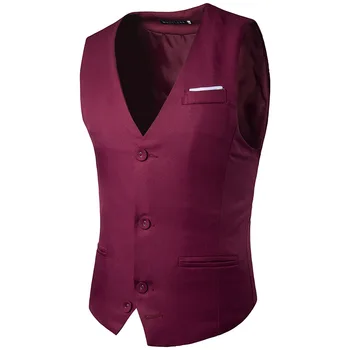 Винно-красный Официальный мужской элегантный роскошный жилет для джентльмена, модные жилеты для костюмов для ночного клуба, деловые жилеты для рабочего места