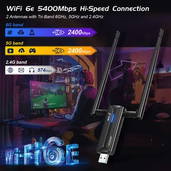 Высокопроизводительный Игровой WiFi Адаптер беспроводной ретранслятор сигнала Wifi6E Сетевая карта Беспроводной ключ WiFi Маршрутизатор Внешняя антенна