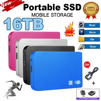 Высокоскоростной портативный SSD-накопитель емкостью 1 ТБ, внешний твердотельный жесткий диск емкостью 2 ТБ с интерфейсом USB3.0, жесткий диск 100% Оригинальный мобильный жесткий диск для ноутбука