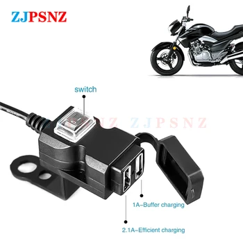 Двойной USB-держатель Для мотоцикла, Скутера, руля для электровелосипеда, зарядного устройства, адаптера, Водонепроницаемой розетки питания 9 В-90 В
