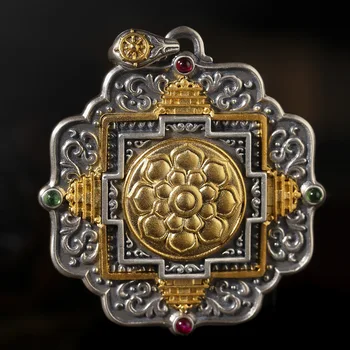 Двухцветное ожерелье с подвеской в виде цветка лотоса из циркона в тибетском стиле, приносящее мир и удачу, модные ювелирные аксессуары