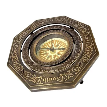 Декоративный компас ручной работы в стиле ретро, Латунь, Антиквариат