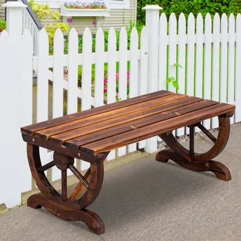 Деревенский садовый стул на 2 персоны, Садовая скамейка, Уличная скамейка на колесах для веранды на заднем дворе, коричневый
