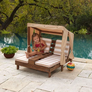 Деревянный уличный двухместный шезлонг с подстаканниками, кресло для эспрессо во внутреннем дворике, садовый стул