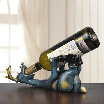 Держатель бутылки Фигурки Европейский Креативный Орнамент в виде Лежащего Оленя, Винный Стеллаж с животными, Ремесленное Украшение, винный стеллаж Hogar