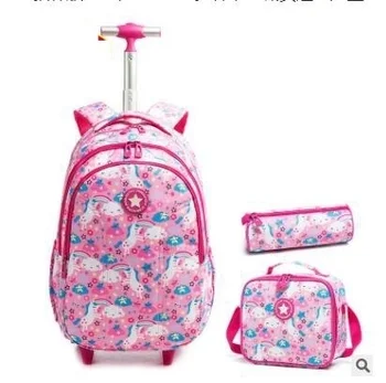 Детский школьный рюкзак на колесиках, детская сумка-тележка на колесиках, школьный рюкзак на колесиках для девочек, дорожные сумки-тележки для багажа