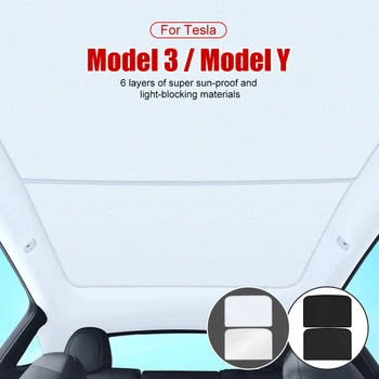Для Tesla Модель 3 Y 2021-2023 Ice Crystal Солнцезащитный Козырек на Крыше 2 в 1 Козырек на Крыше Теплоизоляция Солнцезащитный Козырек на Стеклянной Крыше