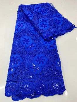 Дружественный Шнур Кружева Аккуратная вышивка Африканская гипюровая ткань Новейшая нигерийская Водорастворимая Кружевная ткань с блестками, Вдохновленная швейной тканью