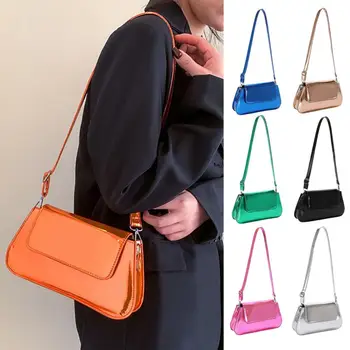 Женская сумочка с яркой поверхностью, с откидной крышкой большой емкости, износостойкая, защищающая от царапин, Модная женская сумка на одно плечо