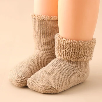 Зимние Теплые утепленные носки для маленьких детей, шерстяные носки, Теплые теплые носки для маленьких мальчиков и девочек, Аксессуары для детской одежды, Осень