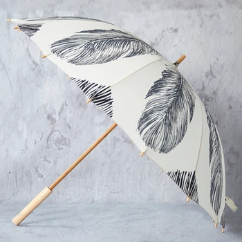 Зонт с печатным куполом в винтажном скандинавском стиле, Уникальные зонты с длинной ручкой, Ветрозащитные, Прочные Товары для домашнего обихода
