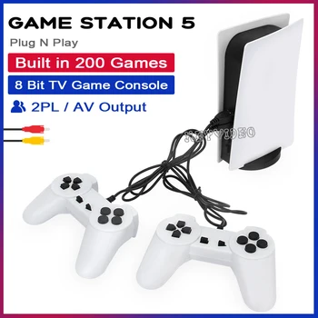 Игровая консоль Retro Game Station 5 с 200 классическими играми, 2 проводных контроллера, AV-выход для ТВ-плеера