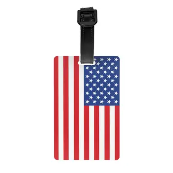 Изготовленная на заказ Багажная бирка с Американским флагом США Защита конфиденциальности Багажные бирки с американскими звездами США Этикетки для дорожных сумок Чемодан