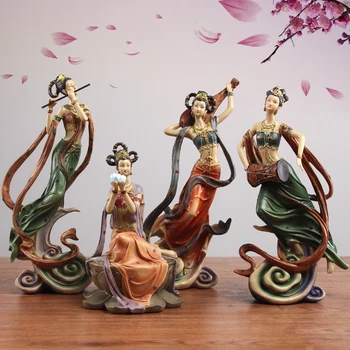 Китайская Богиня Дуньхуан Фэйтянь Дзэн Украшения из смолы Для дома, гостиной, настольной Скульптуры, ремесел, Украшения для магазина, статуэток, шкафов