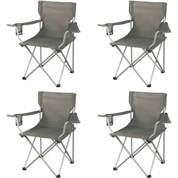 Классические Складные походные стулья, с сетчатым подстаканником, Набор из 4, 32,10x19,10x32,10 дюймов