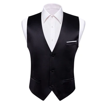 Классический роскошный брендовый жилет для мужчин, черный приталенный жилет без рукавов с V-образным вырезом, комплекты галстуков для официальных вечеринок, дизайнер Barry.Wang DM-24
