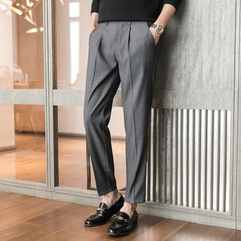 Корейский костюм Брюки для мужчин 2022 Однотонные Повседневные Свободные деловые брюки Высококачественная Мужская одежда Pantalon Homme Classique