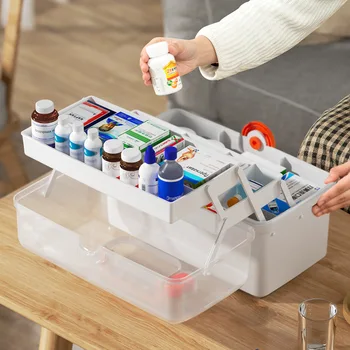 Коробка для лекарств, семейная коробка для хранения, бытовая многослойная коробка для лекарств большой емкости, Коробка для экстренной медицинской помощи