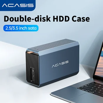 Корпус жесткого диска Acasis HDD 2,5 /3,5 Дюйма с двумя отсеками Для внешнего жесткого диска, Корпус HD-массива SATA-USB, Массив жестких дисков с функцией RAID